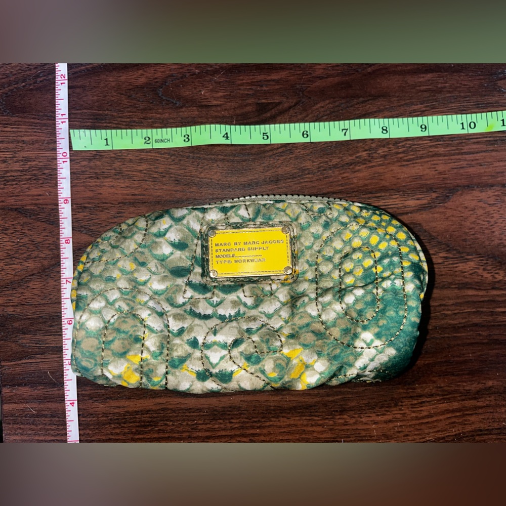 Marc Jacobs Green Yellow Patterned Cosmetic Pouch
